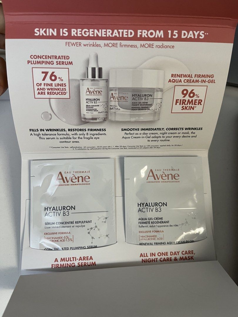 Avene sample pack (Category: Face Care) located in Bukit Mertajam. Submitted by hexs_5 (Listing ID 1441675993, Image 3). Description: Serum and gel cream sample pack Free if buy any other listing.