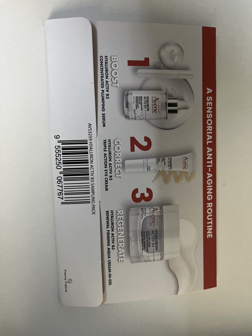 Avene sample pack (Category: Face Care) located in Bukit Mertajam. Submitted by hexs_5 (Listing ID 1441675993, Image 2). Description: Serum and gel cream sample pack Free if buy any other listing.