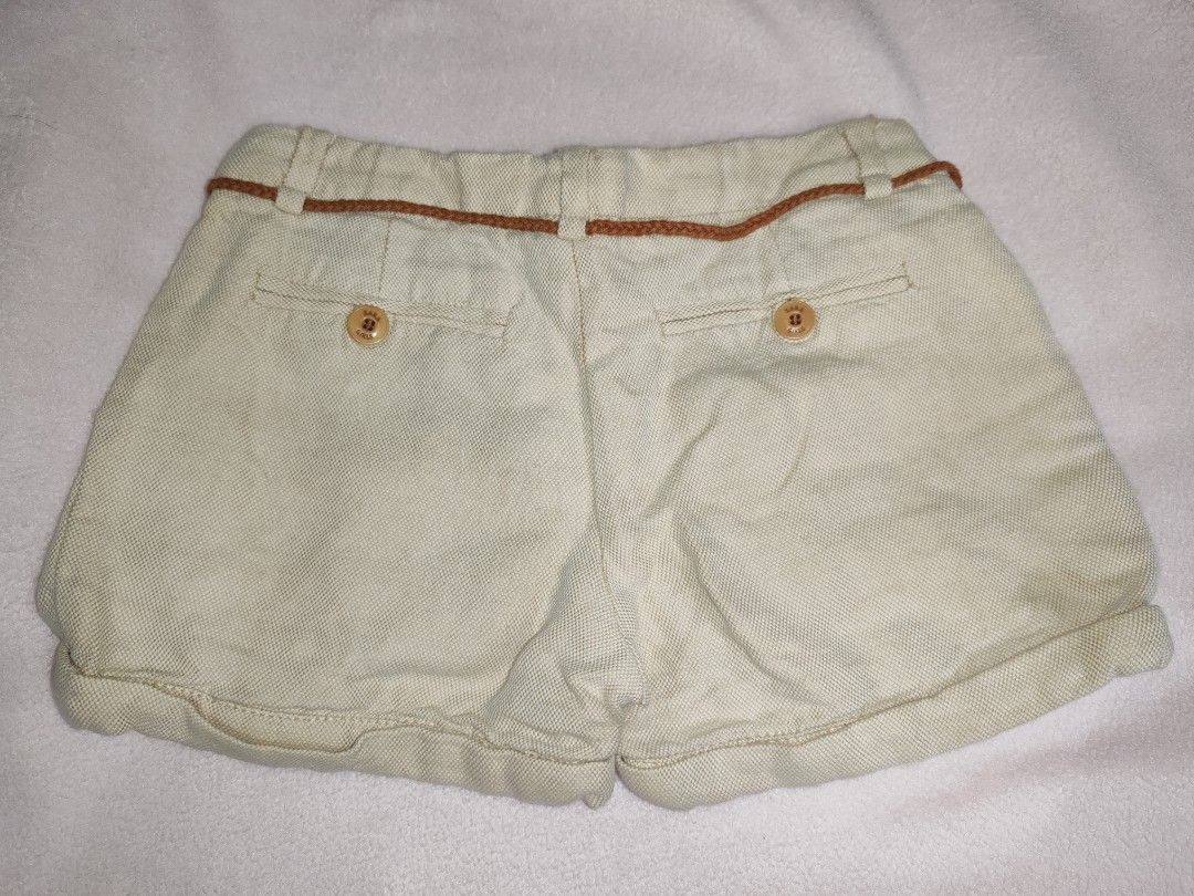 Beige Corduroy Shorts with Drawstring Waist (Category: Babies & Kids Fashion) located in Manila. Submitted by jazzlync (Listing ID 1441668926, Image 2). Description: - Cute beige corduroy shorts - Elastic waistband with drawstring tie - Two button pockets on the back - Rolled hem detail - Ideal for casual wear.