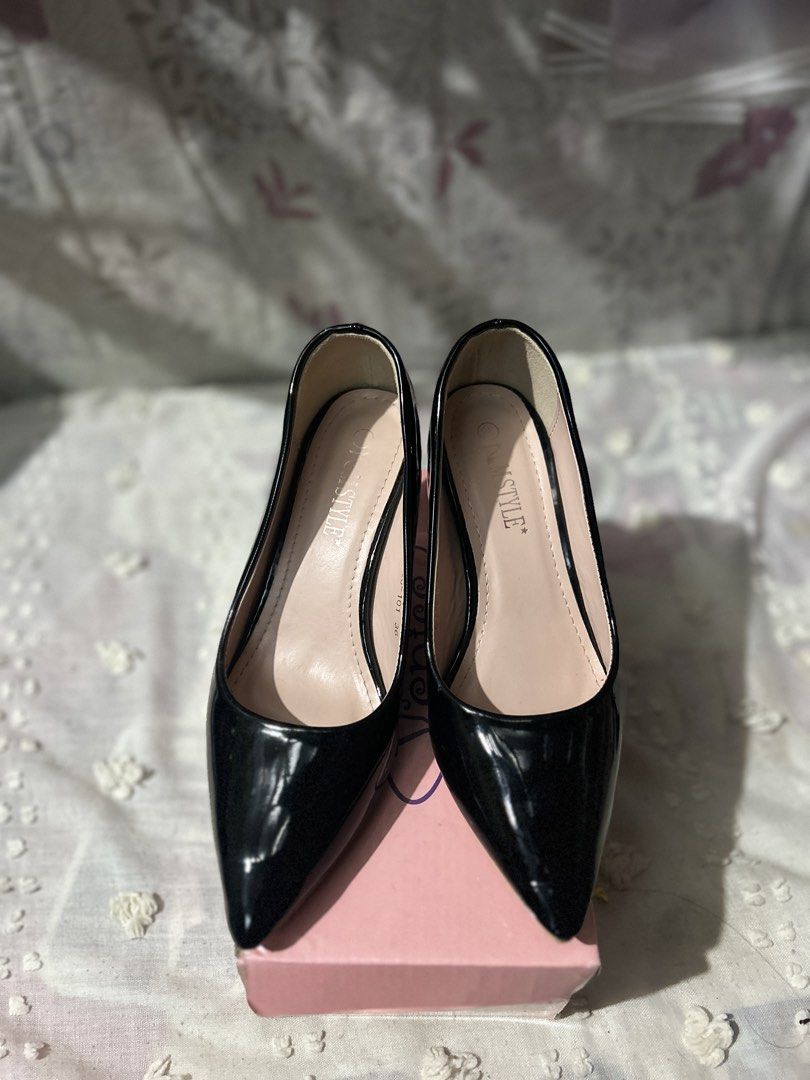 Black Patent Heels with Clear Block Heels (Category: Heels) located in Manila. Submitted by clevercloud.327838 (Listing ID 1441693987, Image 1). Description: Black shoes with transparent heels (used once) Shoes size: 36.