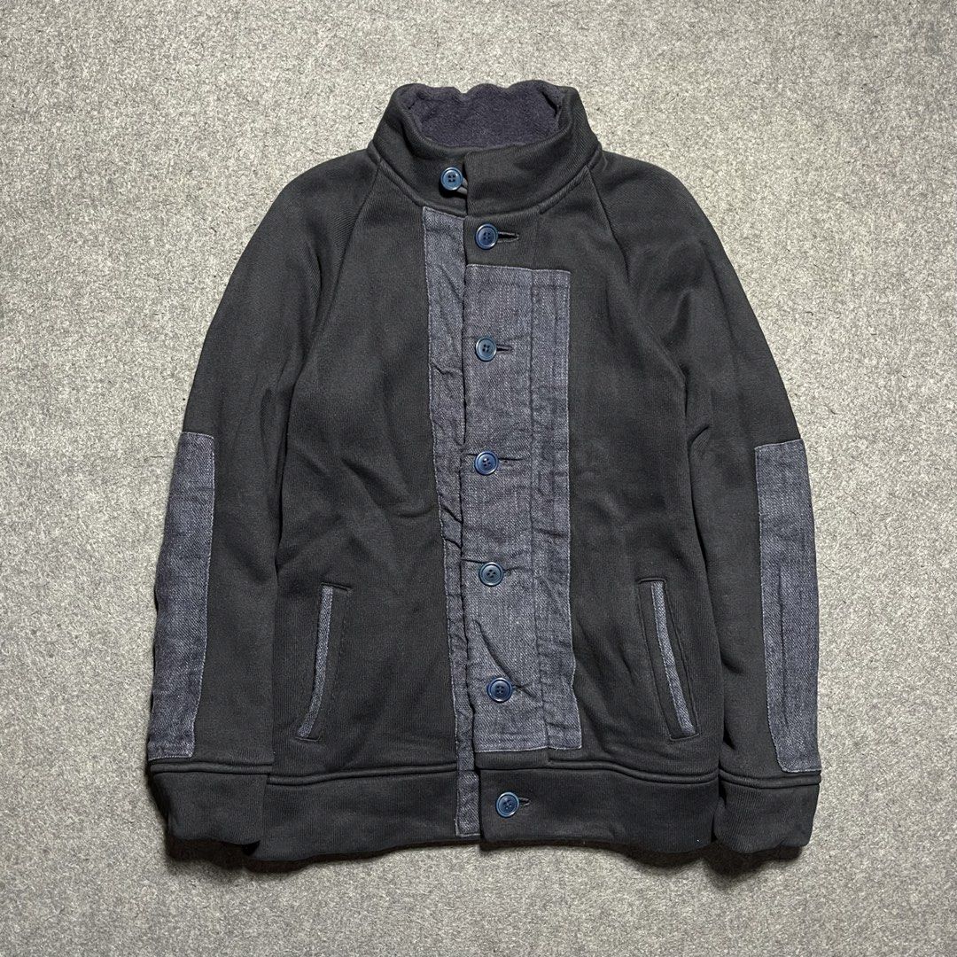 Blue Blue Japan Heavy Sweat Jacket (Category: Coats, Jackets and Outerwear) located in Zamboanga. Submitted by rag_20 (Listing ID 1441766806, Image 1). Description: Blue Blue Japan Heavy Sweat Jacket Featured in a High-neck stand collar, circular anchor-style buttons, vertical hand-warmer pockets, and paneled construction.produced by the iconic Japanese brand under the Hollywood Ranch Market umbrella. It features their signature pure indigo-dyed 