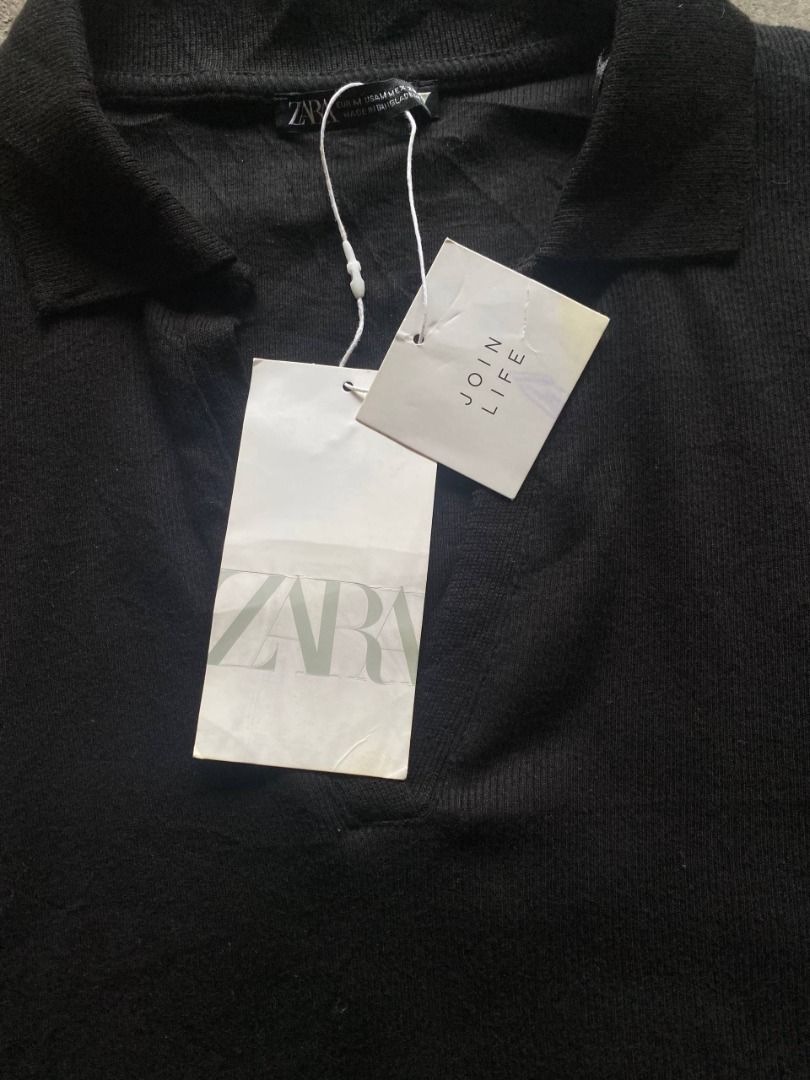 BNWT Zara Ribbed Open Collar Cropped Polo Top (Category: Shirts) located in Imus. Submitted by remnnt (Listing ID 1441748005, Image 2). Description: Material: 95% Cotton, 5% Elastane Size: M Rate/Condition: 10/10 Issues/Flaws: None Flat Measurements (garment laid flat): Shoulder: 15" Sleeve Length: 7" Chest (pit to pit): 15" Length (top to bottom): 15.5-16.5" Hem: 13.5".
