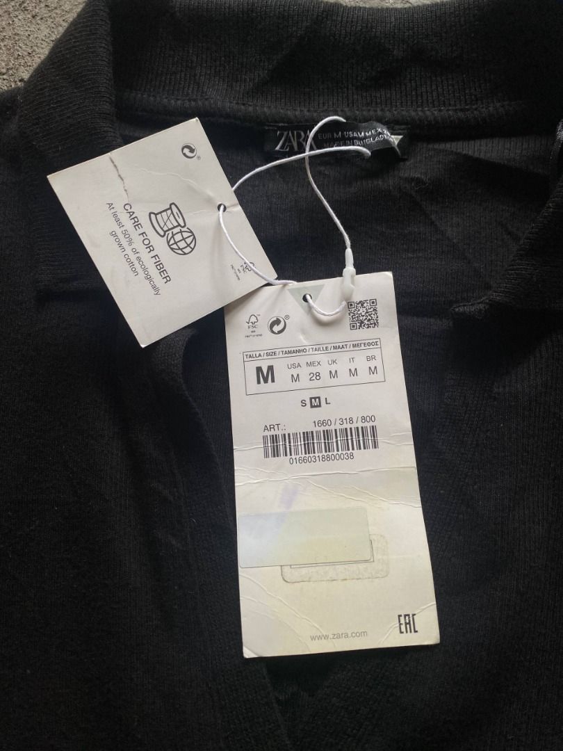 BNWT Zara Ribbed Open Collar Cropped Polo Top (Category: Shirts) located in Imus. Submitted by remnnt (Listing ID 1441748005, Image 3). Description: Material: 95% Cotton, 5% Elastane Size: M Rate/Condition: 10/10 Issues/Flaws: None Flat Measurements (garment laid flat): Shoulder: 15" Sleeve Length: 7" Chest (pit to pit): 15" Length (top to bottom): 15.5-16.5" Hem: 13.5".