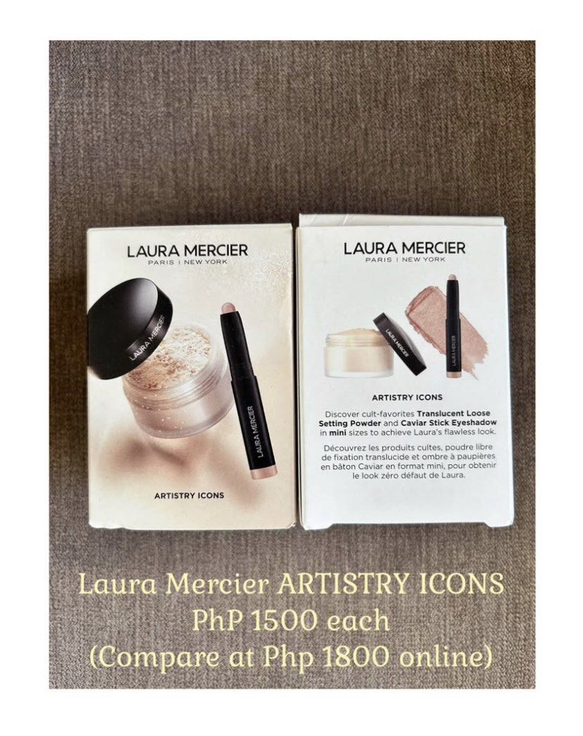 BRANDED MAKEUP SELECTIONS (Category: Makeup) located in Muntinlupa City. Submitted by centralintel8 (Listing ID 1441676001, Image 2). Description: Branded Makeup Selections (All Brand-New, Sealed, and Original) *** Ellen Tracy TOTAL EYE ESSENTIALS PhP 1300 Compare at PhP 1450 online Anastasia Beverly Hills NOUVEAU PALETTE PhP 3000 Compare at PhP 3300 online Laura Mercier ARTISTRY ICONS PhP 1500 each Compare at PhP 1800 online Laura Geller Garden 