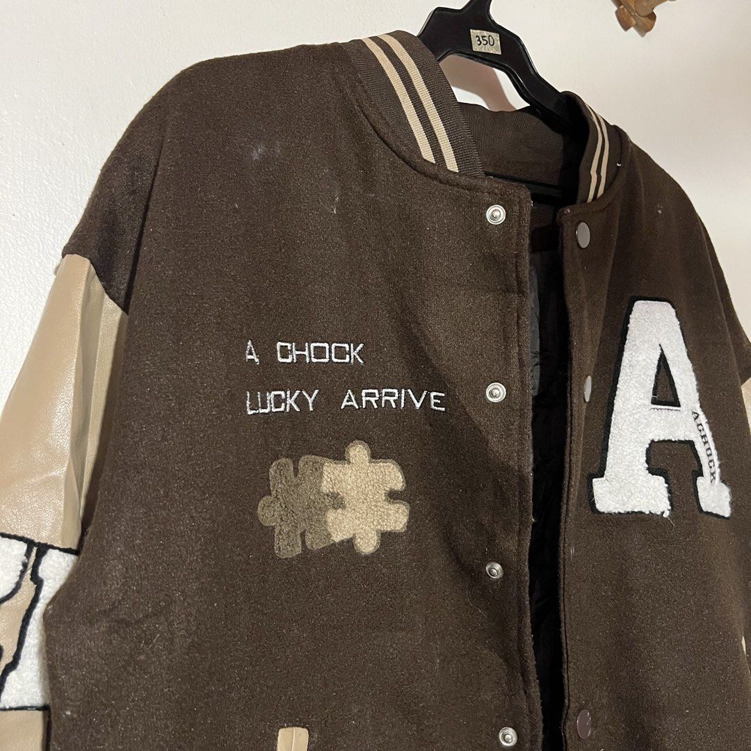 Brown Leather Jacket Carpeted Design (Category: Coats, Jackets and Outerwear) located in Quezon City. Submitted by giometryyy (Listing ID 1441656610, Image 3). Description: L25 W22 Leather sleeves Carpeted details Snap buttons With side pockets tight ribbings Excellent condition!! grabe quality nito!! 📍East Fairview/Novaliches 🛵Lalamove / J&T payment first.