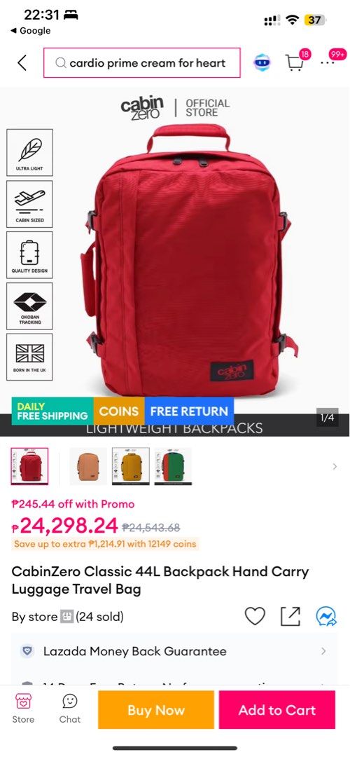 Cabin zero backpack (Category: Backpacks) located in Quezon City. Submitted by brandmanila (Listing ID 1441620750, Image 1). Description: .