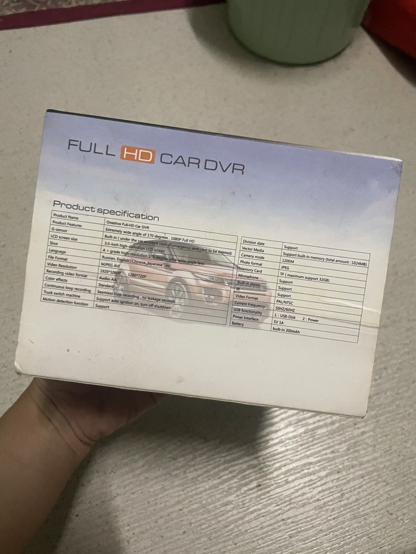 CKLEVA Full HD 1080p Car DVR Wide Angle Lens (Category: Video Cameras) located in Manila. Submitted by sheriesper84661 (Listing ID 1441680305, Image 2). Description: - CKLEVA Full HD Car DVR - Records in crisp 1080p resolution - Wide 170-degree viewing angle - Convenient 3.0-inch LCD screen - Supports memory cards up to 32GB - Built-in motion detection - Automatic ignition on/off function - Includes built-in battery and USB power complete accesso