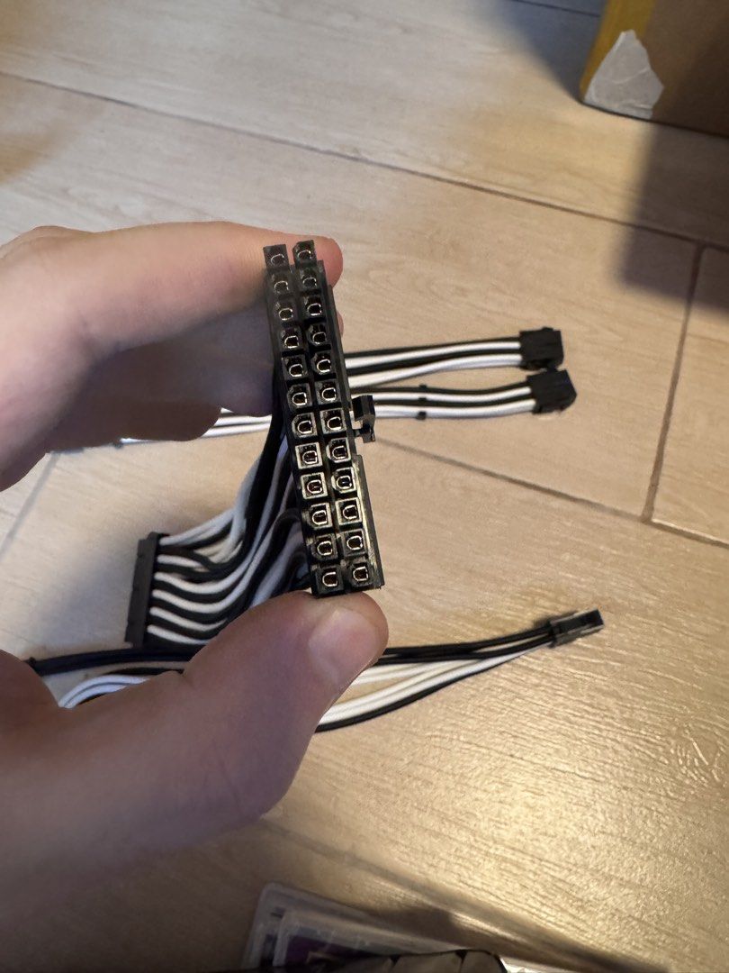Custom Sleeved PSU Cable Extensions Black White (Category: Cables & Adaptors) located in Manila. Submitted by kohanekuroboshi (Listing ID 1441662329, Image 2). Description: - Custom sleeved PSU cable extensions - Color: Black and White Paracord - Perfect for PC cable management and aesthetics - Clean connectors, ready for installation - Enhance your rig's visual appeal.