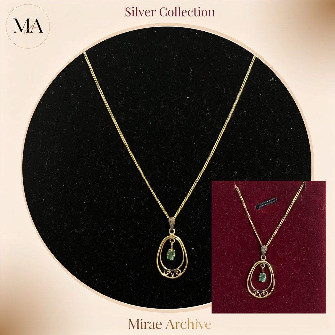 Emerald Victorian Oval Filigree Necklace (Category: Necklaces) located in Cabanatuan. Submitted by miraearchive.ph (Listing ID 1441697411, Image 1). Description: 𓆩♡𓆪 𝓢𝓲𝓵𝓿𝓮𝓻 𝓒𝓸𝓵𝓵𝓮𝓬𝓽𝓲𝓸𝓷 𝓓𝓻𝓸𝓹 𓆩♡𓆪 A curated selection of Japanese silver necklaces, handpicked for those who love timeless pieces with quiet elegance. Each necklace features unique details—from delicate pendants and vintage-inspired designs to sparkling gemstones and