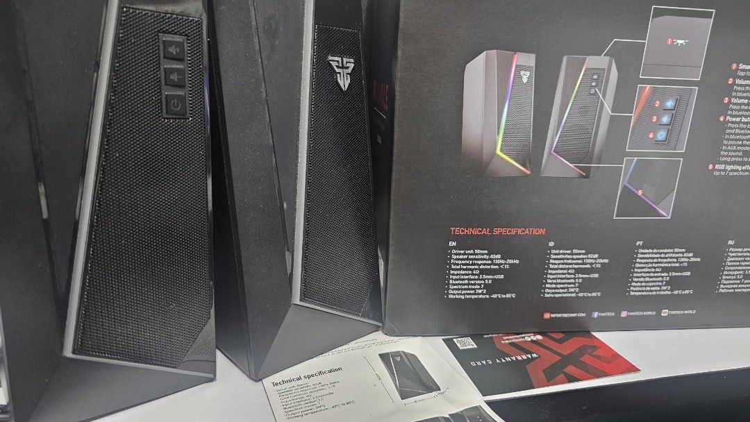 Fantech Gaming Speaker (Category: Soundbars, Speakers & Amplifiers) located in Rodriguez. Submitted by nglrmbaoa (Listing ID 1441675184, Image 3). Description: • SRP: 1250 (you can check sa shapi) • RFS: natatambak at hindi na masyadong nagagamit • no issues, works completely fine. Can provide videos. • MOP: Gcash, Maya, BPI, Maribank • MOD: lalamove or JnT.