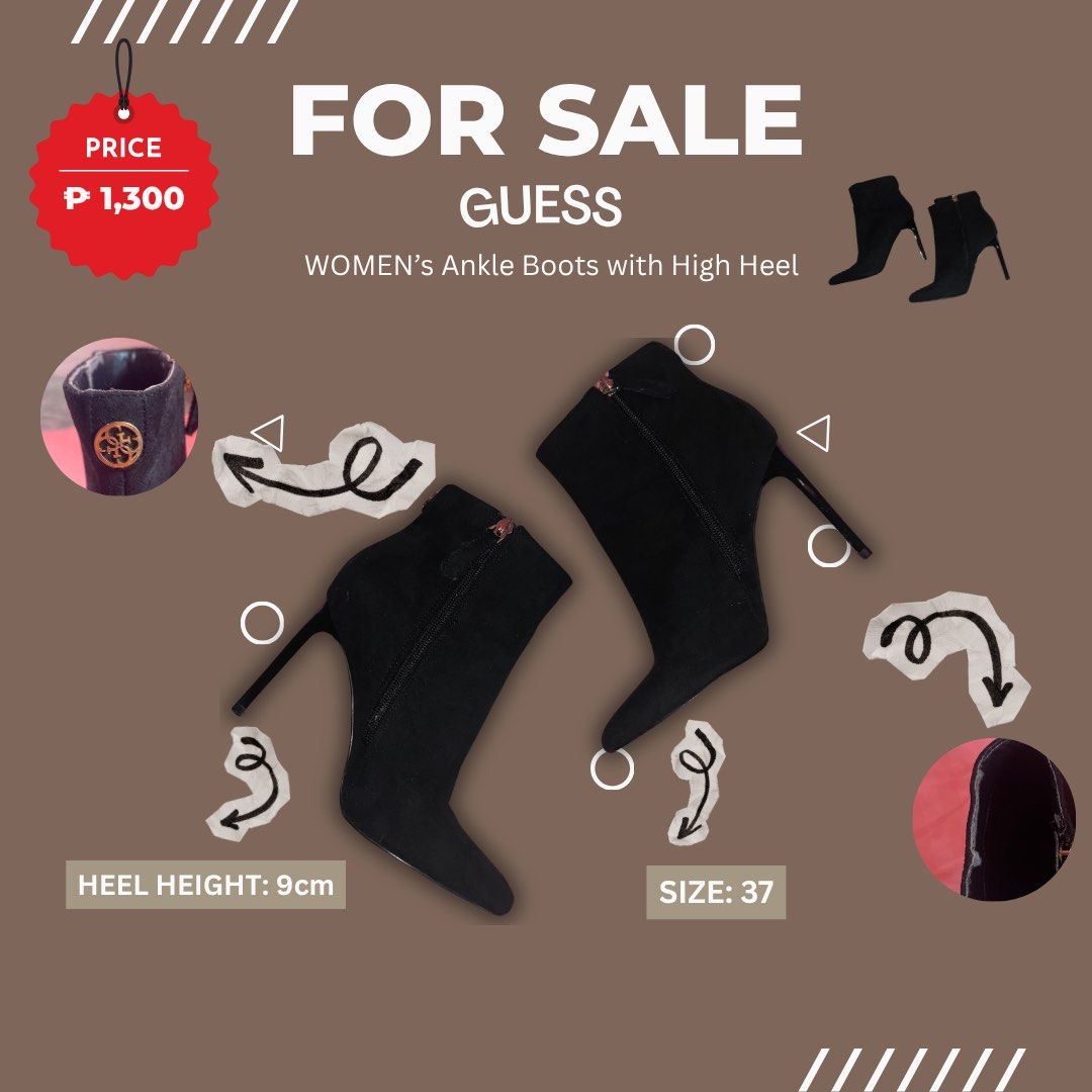Guess, Black shoes, & loafers (Category: Heels) located in Batangas. Submitted by hya_co (Listing ID 1441674090, Image 1). Description: 3,000 take all Prices indicated in each photo .