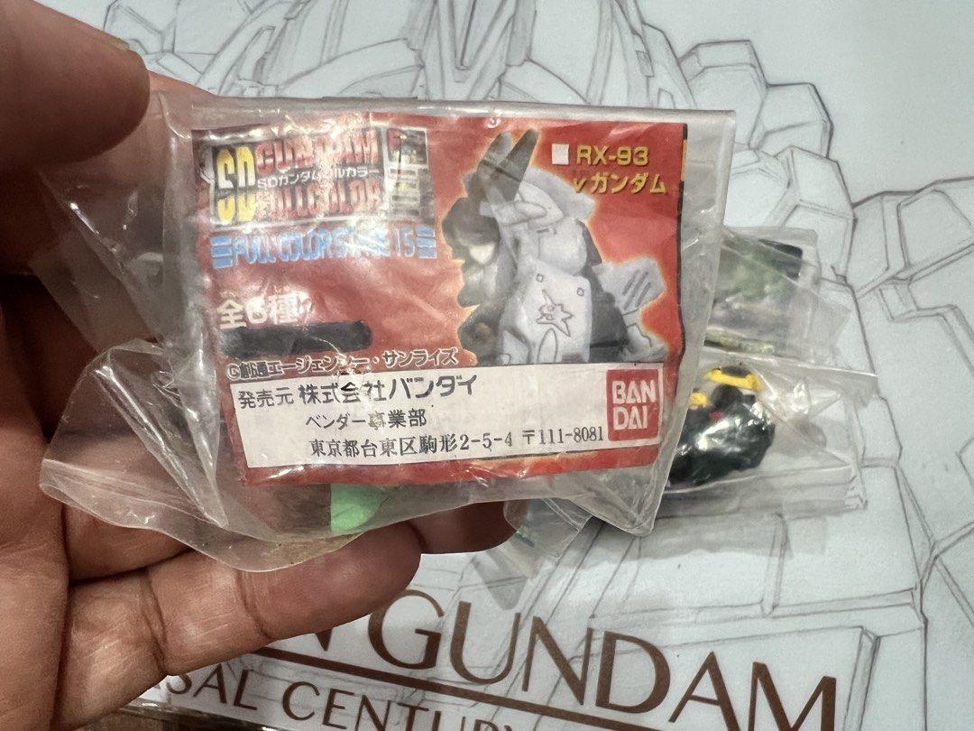Gundam Gashapon Full Set (Category: Gundam & Model Kits) located in Cebu City. Submitted by kenter.warmwelcome (Listing ID 1441692829, Image 1). Description: Sealed Bandai SD Gundam Full Color Stage 15 gashapon figure.RX-93 ν Gundam. Full set > includes six different mobile suit figures..