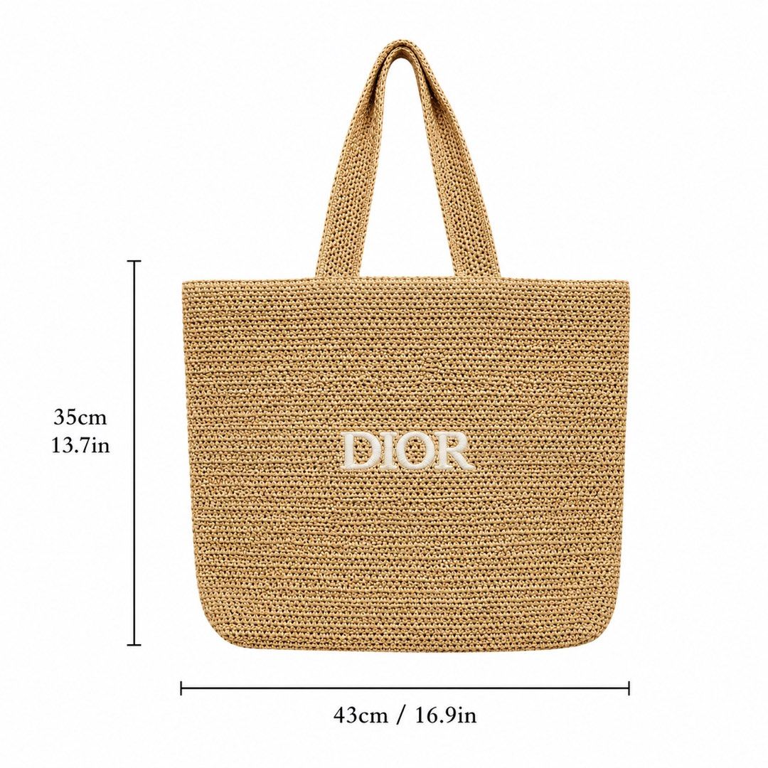 GWP Dior Beauty Raffia Tote Bag (Category: Luxury Bags & Wallets) located in Pasig City. Submitted by iamloveluxe (Listing ID 1441608923, Image 2). Description: Authentic Gift With Purchase LIMITED SLOTS💕 - Chic straw tote bag with iconic Dior logo. - Ideal for beach outings or everyday errands. - Spacious dimensions: 43cm x 35cm, perfect for carrying all your essentials. - Your go-to accessory for summer adventures..