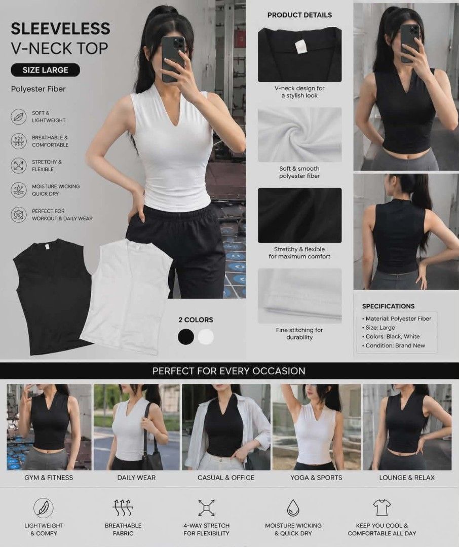Gym Vneck sleeveless 2pcs size L (Category: Activewear) located in Manila. Submitted by brillantes34344 (Listing ID 1437615872, Image 2). Description: .