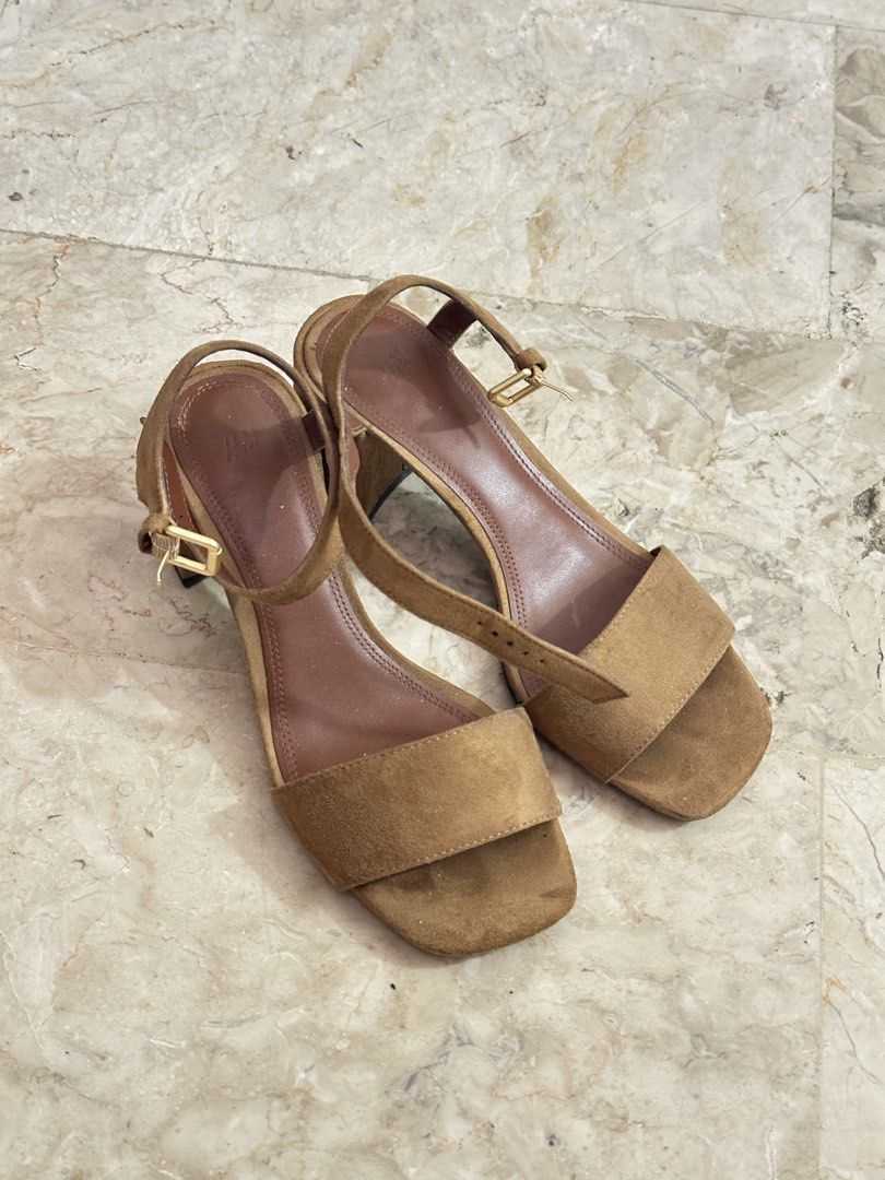 H&M Open-Toe Heels (Light Brown) (Category: Heels) located in Angono. Submitted by beamthings (Listing ID 1441627123, Image 1). Description: H&M Open Toe Heels in Light Brown - US Size 6 - lightly used only - perfect to look classy & put together !.