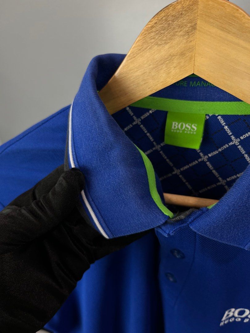 hugo boss polo shirt (Category: Tshirts & Polo Shirts ) located in Manaoag. Submitted by thriftedstyle. (Listing ID 1441603786, Image 3). Description: 21 width 26.5 length Excellent condition Sign of usage on collar.