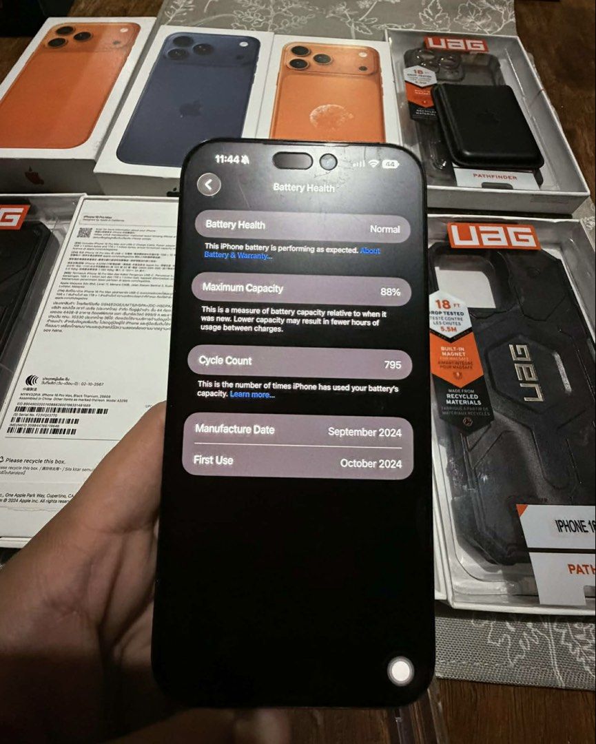 iPhone 16 Pro Max — 256GB (Category: iPhone 16 Series) located in San Juan City. Submitted by willowflows (Listing ID 1441755551, Image 2). Description: iPhone 16 Pro Max 256GB Black Titanium Price: ₱45,000 (Meetup Only) • 88% Battery Health • Open line, no SIMrestrictions • NTC Approved 🇵🇭 • No issues, all features working perfectly • All original parts, no replacements • No repair history • Minimal light scratch on one side, barely noticeable
