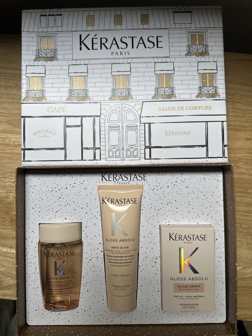 Kerastase Gloss Absolu Set (Category: Hair) located in Cebu City. Submitted by cebucitybased (Listing ID 1441647725, Image 1). Description: Kerastase Paris Gloss Absolu Set include: 1 Glaze Drops 45ml 1 Gloss Absolu Insta Glaze Conditioner 75ml 1 Gloss Absolu Hydra-Glaze Shampoo 80ml .