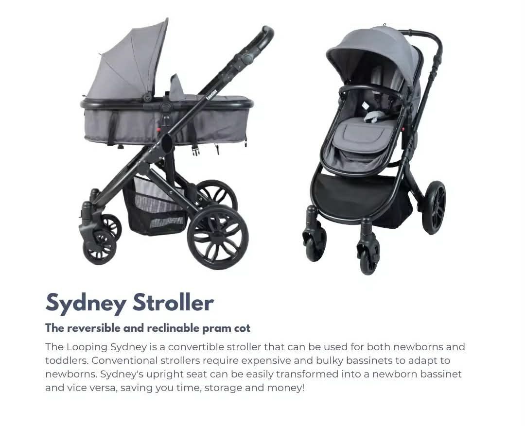 Looping Sydney Stroller - Reversible and Reclinable Pram Cot (Category: Strollers) located in Pasay City. Submitted by second_story_finds (Listing ID 1441681865, Image 3). Description: 🛒 FOR SALE: Looping Sydney Stroller (Used, Excellent Condition) 💰 Price: 5,000 Repriced 🆕 New Retail Price: ₱26,999 🧼 Condition • Used by one baby from newborn to toddler • Very minimal outdoor use (mostly indoor and mall use) • Fabric is clean with no stains, 