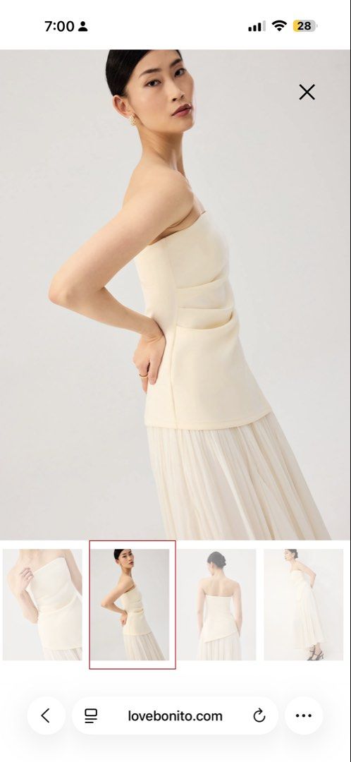 Love Bonito Brafree Tencel Asymmetric Hem Tube Top (Category: Sleeveless) located in Singapore. Submitted by 2ndbuy (Listing ID 1441733439, Image 2). Description: .