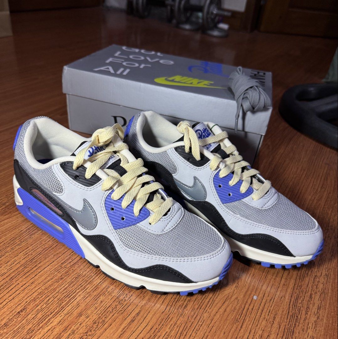 Nike Air Max 90 Patta Sapphire (Category: Sneakers) located in Muntinlupa City. Submitted by theperfectcatchph2 (Listing ID 1441708702, Image 2). Description: - Nike Air Max 90 x Patta collaboration - Striking grey, blue, and colorway - Includes original box - Comes with extra laces - Essential for any sneaker collection.