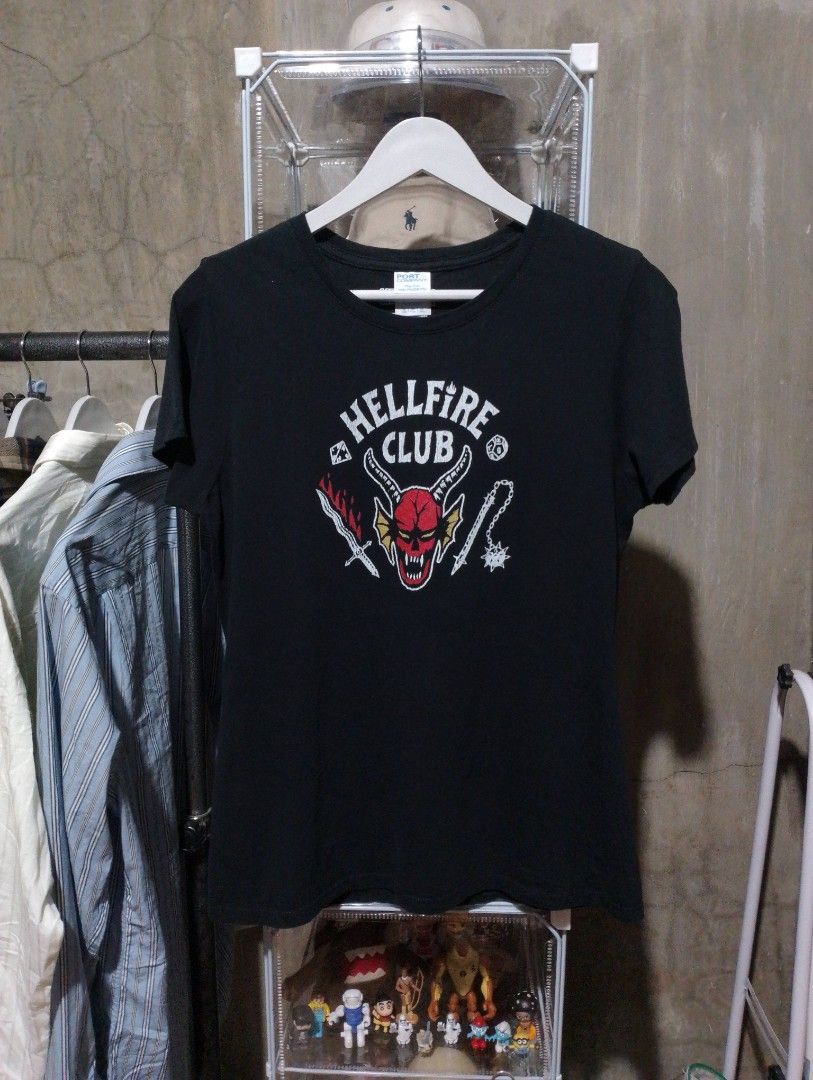Official Netflix Merch Stranger things "Hellfire club" Size Medium (Category: Shirts) located in Maasin. Submitted by throwingreverse (Listing ID 1441735504, Image 1). Description: official Netflix merchandise featuring the iconic Hellfire Club design from Stranger Things. Size: Medium Dimes: L 25 W 18 Issue: None Color rate: 9.8/10 MOP: Gcash Location: SOUTHERN LEYTE.