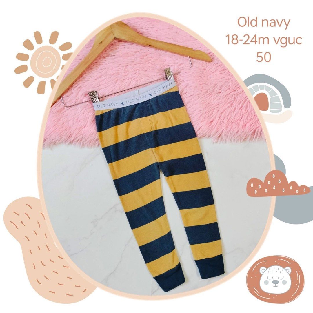 Old Navy Striped Pants 18-24m (Category: Babies & Kids Fashion) located in Meycauayan. Submitted by twinblessing (Listing ID 1441713945, Image 1). Description: - Old Navy striped pants - Yellow and navy blue stripes - Elastic waistband with Old Navy logo - Comfortable and stretchy material - Ideal for everyday wear or pajamas.