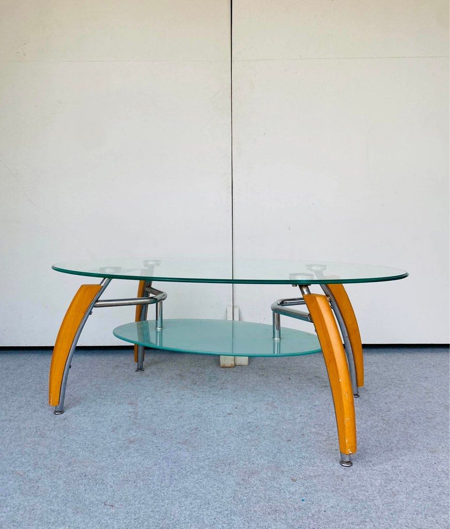 OVAL GLASS CENTER TABLE (Category: Tables & Sets) located in Manila. Submitted by jerichocal17856 (Listing ID 1441704573, Image 3). Description: “JAPAN SURPLUS” OVAL GLASS CENTER TABLE STAINLESS WOOD AND FROSTED GLASS ACCENT SIZE: 42.5L” x 23W” x 17H” inches ( AS-IS ITEM ) IN GOOD CONDITION.
