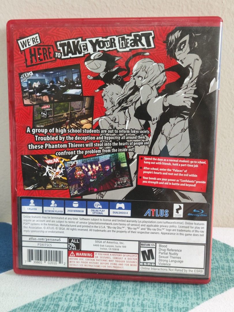 Persona 5 PS4 PlayStation Hits Edition (Category: PlayStation) located in Quezon City. Submitted by jerven_alonsabe (Listing ID 1441666050, Image 2). Description: ◼️ Format: PS4 (PlayStation Hits) ◼️ Condition: Lightly used / Good condition. Clean disc and case as seen in photos. Tested and working. ◼️ Selling for: ₱830 (Negotiable) Reason for Sale: Decluttering 🟥 Meetup Only Near E. Rodriguez Sr. / Cubao Gateway, QC or Batasan Hills QC. 🟥 Ship