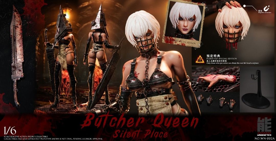 [PO] Wanneng Toys WN-002 Butcher Queen 1/6 Figure (Category: Toys & Games) located in Singapore. Submitted by nighthoodcollectibles (Listing ID 1441707663, Image 1). Description: PO closing: 10 Jun 26 Est release: Q3 2027 WN-002A (Standard Version) $242 https://www.nighthoodcollectibles.com/product-page/wanneng-toys-wn-002a-butcher-queen-1-6-figure-standard-version WN-002B (Deluxe Version) $284 https://www.nighthoodcollectibles.com/product-page/w