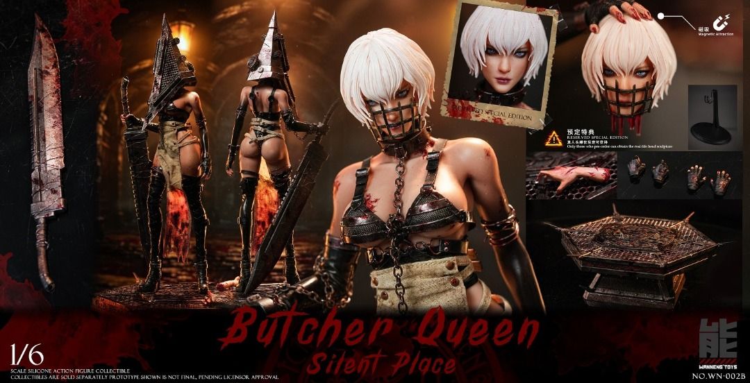 [PO] Wanneng Toys WN-002 Butcher Queen 1/6 Figure (Category: Toys & Games) located in Singapore. Submitted by nighthoodcollectibles (Listing ID 1441707663, Image 2). Description: PO closing: 10 Jun 26 Est release: Q3 2027 WN-002A (Standard Version) $242 https://www.nighthoodcollectibles.com/product-page/wanneng-toys-wn-002a-butcher-queen-1-6-figure-standard-version WN-002B (Deluxe Version) $284 https://www.nighthoodcollectibles.com/product-page/w