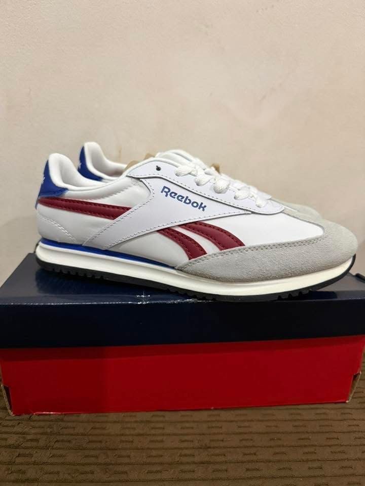 Reebok Classic Nylon Sneakers White Red Blue (Category: Sneakers) located in Bulacan. Submitted by jenelynichole (Listing ID 1441733121, Image 2). Description: - Classic Reebok sneakers - White with red and blue accents - Suede toe cap - Comes with original box - Great for casual wear.