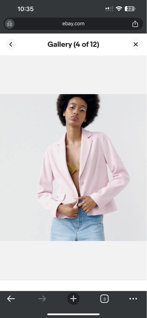 Repriced: Zara Pink Crystal Button Blazer (Category: Coats, Jackets and Outerwear) located in Cebu City. Submitted by tala10 (Listing ID 1412498433, Image 2). Description: Repriced from 4,500 to 4,000. This is a new and unused Zara blazer that was bought in the US. It’s in a light pink color with flower shaped crystal buttons. Bought it for 89.90 plus taxes but selling for 4,500. .