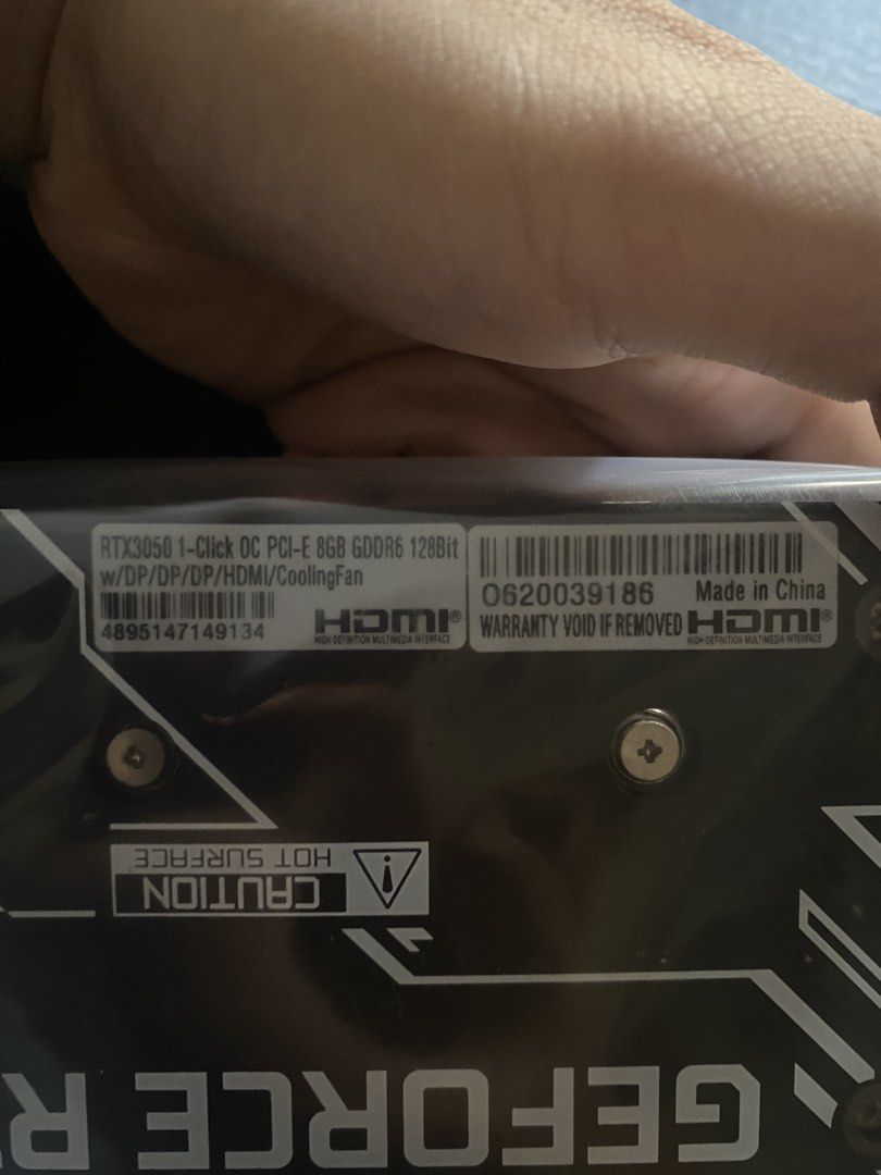 RTX 3050 8gb WITH WARRANTY (Category: Computer Parts) located in Manila. Submitted by vannihcomp93948 (Listing ID 1441648526, Image 2). Description: Di ko pa nagagamit, niregalo lang sakin rfs: pang tuition - GALAX RTX 3050 1-Click OC Graphics Card - 8GB GDDR6 Memory .
