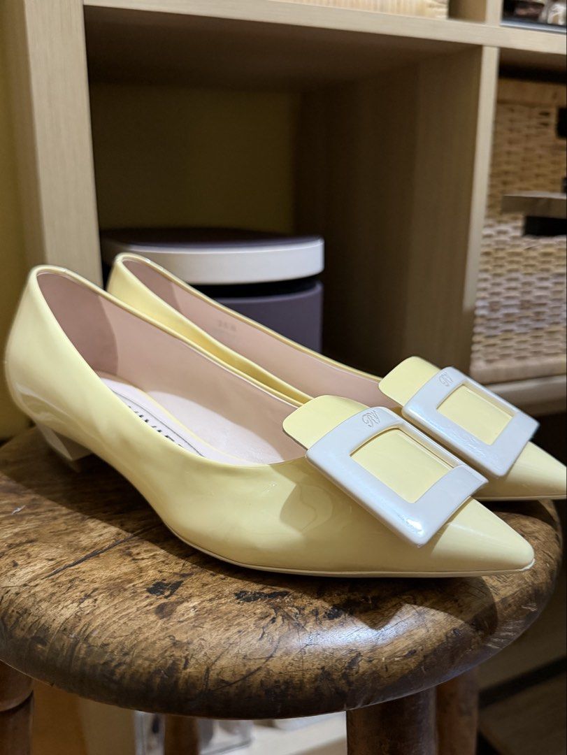 RV Butter Yellow Kitten Heels (Size 7) (Category: Heels) located in Pasig City. Submitted by paolasoriano_wind (Listing ID 1441706365, Image 3). Description: Authentic or your money back. Real leather pumps. Made in Italy. Size 7 Women’s.Like new. Bought preloved but never worn. Excellent condition, no issues EXCEPT FOR marks on the inner sides of the shoe (towards the end) = not easily visible when worn. Brand sells for P38k upwards. Feel free t