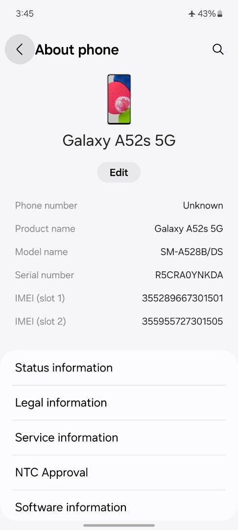 Samsung a52s 5g (Category: Samsung) located in Cabuyao City. Submitted by aldrinmacalalad (Listing ID 1441722521, Image 3). Description: Samsung a52s 5g 128/8+8 6.5-inch Super AMOLED 120Hz Snapdragon 778G 5G processor 64MP quad-camera system with Optical Image Stabilization 4,500 mAh (supports 25W fast charging) History repair: Lcd and Back cover.