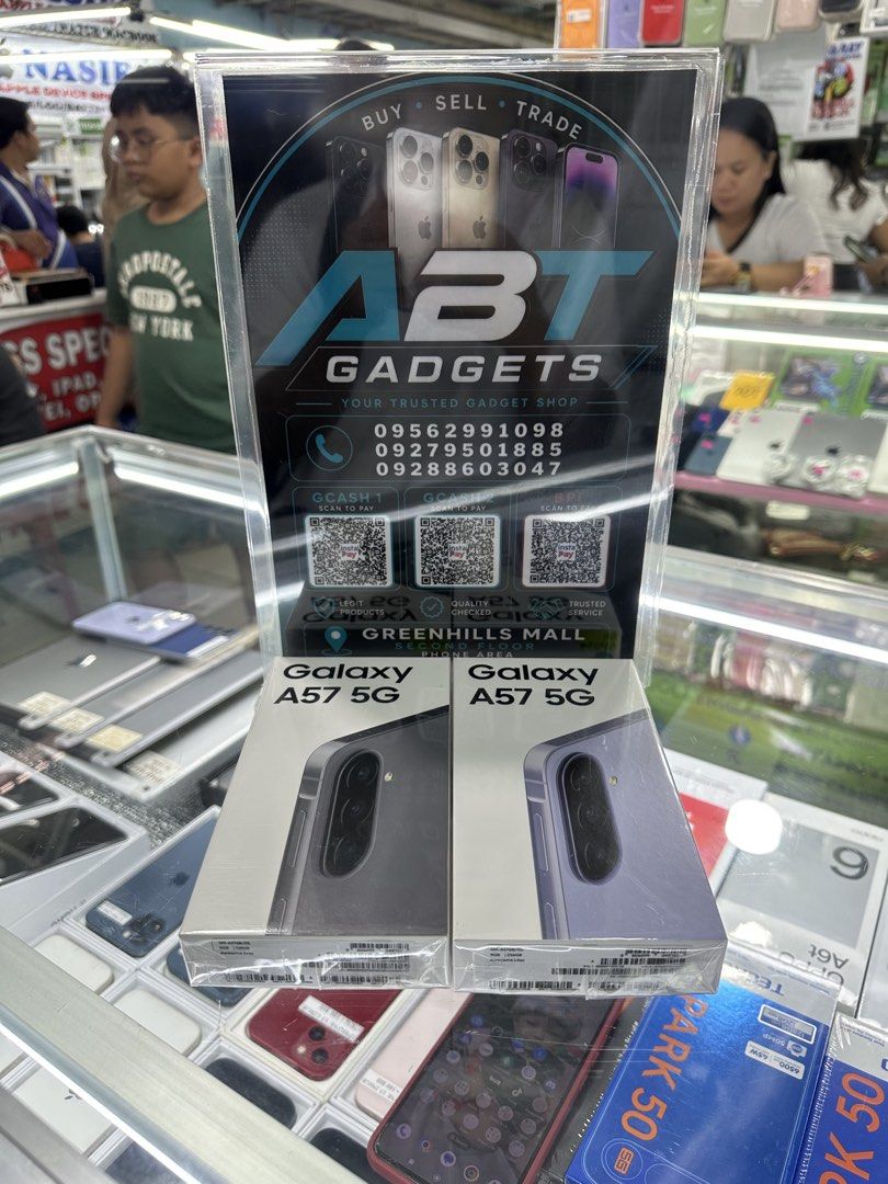 SAMSUNG A57 5G 8/256GB (Category: Samsung) located in San Juan City. Submitted by ABTGadgets (Listing ID 1441668547, Image 1). Description: Narito ang description: 📱 SAMSUNG A57 5G 8GB/256GB 💰 Selling Price: ₱25,000 ✅ Brand New ✅ Sealed ✅ Openline ✅ NTC Variant ✅ 1 Year Warranty 📍 Store Location: Greenhills Mall 2nd Floor Phone Area Stall: XE-12 🔄 Open for Swap sa Lower Unit + Cash 🚚 Delivery Options Available ✅ Same Day Delivery within Metr