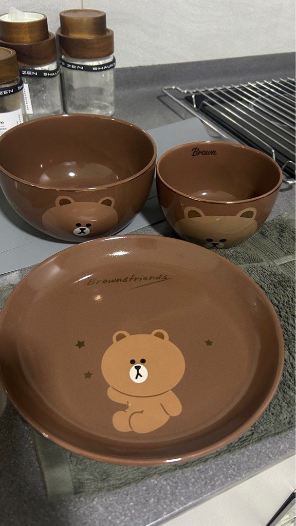 Set of 3 plate and bowls