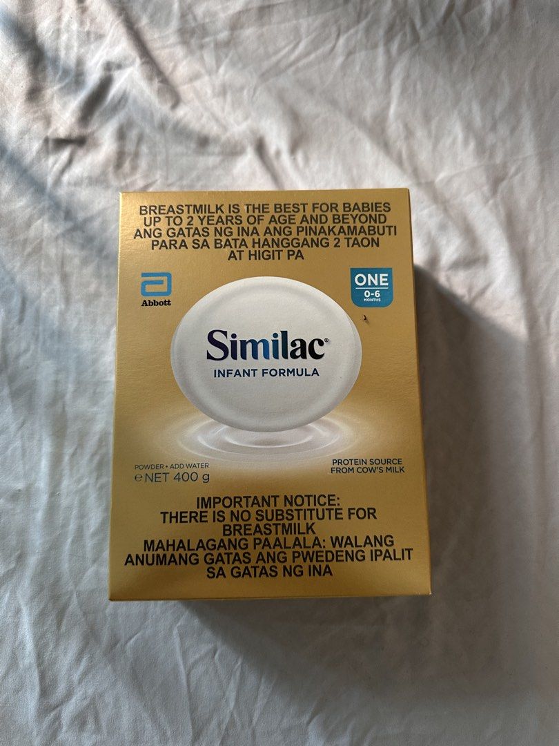 Similac Infant Formula 0-6 months (400g) (Category: Breastfeeding & Bottle Feeding) located in Bulacan. Submitted by found_and_loved (Listing ID 1441641282, Image 1). Description: Never used Never opened Baby is exclusively breastfed.