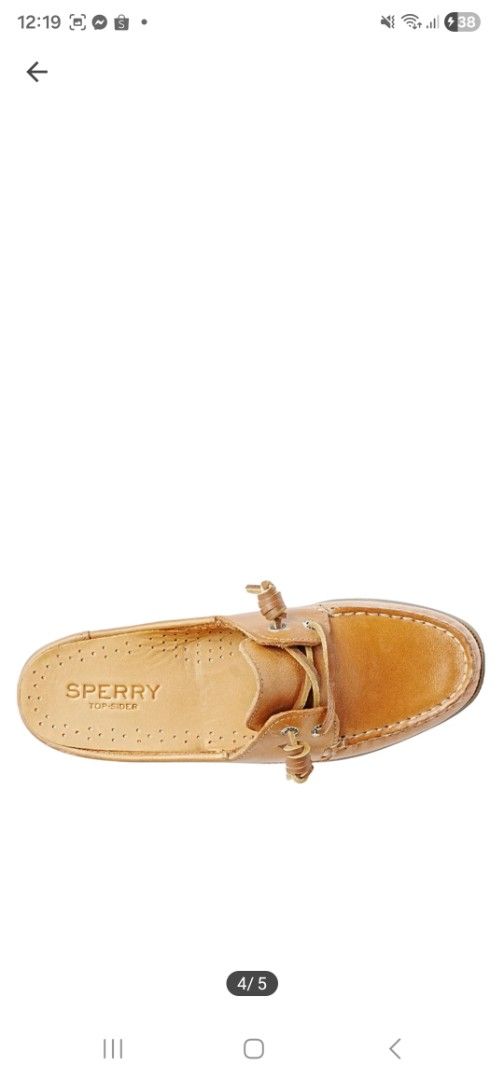 Sperry Brown Leather Boat Shoe Mules (Category: Loafers) located in Baguio. Submitted by ielle.18 (Listing ID 1441621632, Image 3). Description: - Brand: Sperry - Type: Brown Leather Mules (Boat Shoe Style) -Size: US 7.5 - Design: Classic boat shoe with laces, easy slip-on - Occasion: Perfect for casual wear.