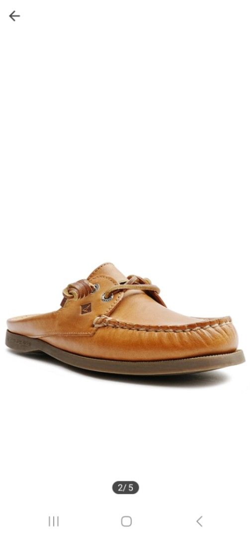 Sperry Brown Leather Boat Shoe Mules (Category: Loafers) located in Baguio. Submitted by ielle.18 (Listing ID 1441621632, Image 1). Description: - Brand: Sperry - Type: Brown Leather Mules (Boat Shoe Style) -Size: US 7.5 - Design: Classic boat shoe with laces, easy slip-on - Occasion: Perfect for casual wear.
