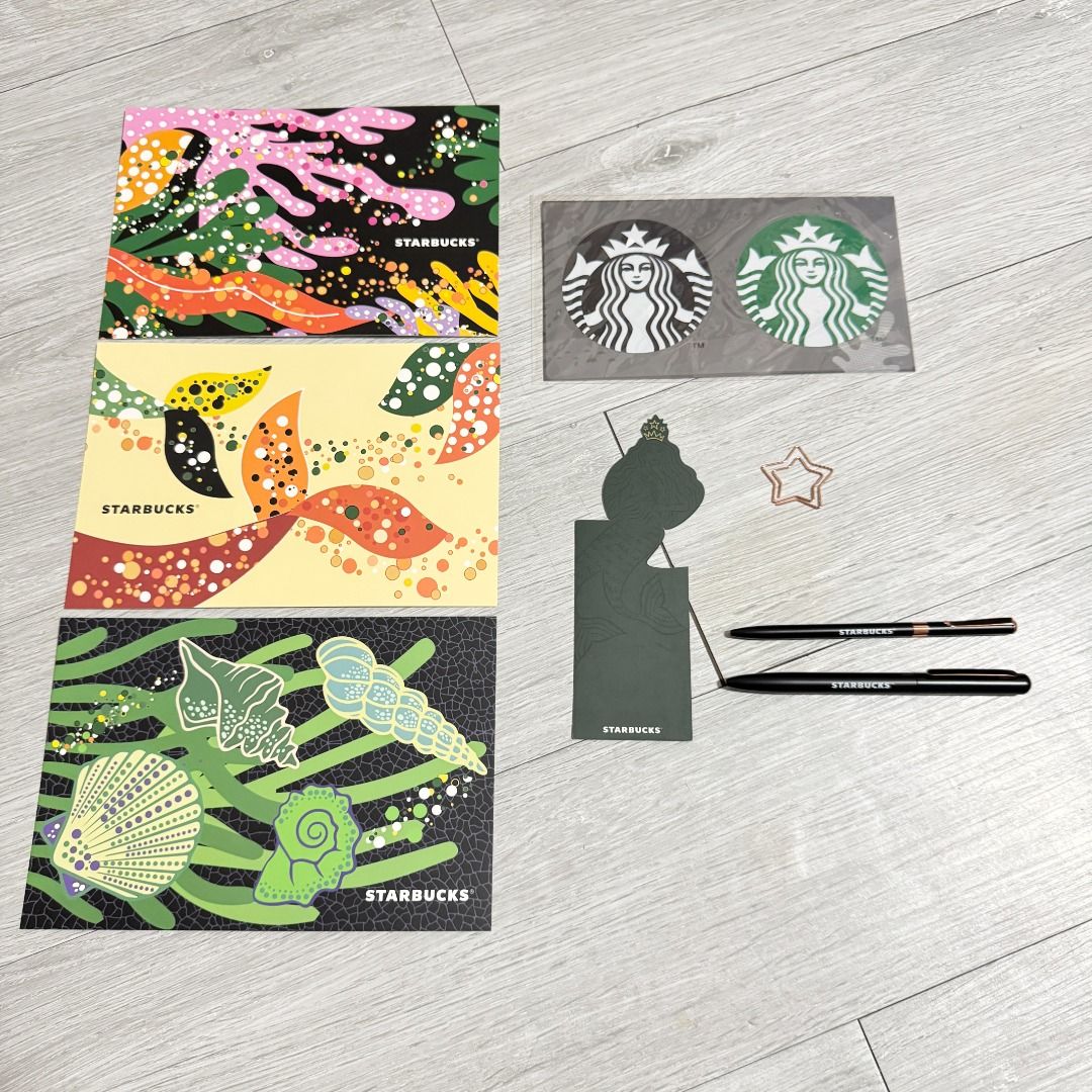 Starbucks Merch Stationery (Category: Stationery & School Supplies) located in Manila. Submitted by destashedmnl (Listing ID 1431154264, Image 1). Description: 💫 FREE SHIPPING WITHIN METRO MANILA 💫 (₱500 & up worth of purchase via J&T) ✨ 2 Pens, Paper & Star Bookmarks, 3 Postcards, 2 Stickers 🩶 Message me for more info/photos. 😊 🩶 MOP: BDO/BPI/GCASH/GOTYME 🩶 MOD: -Lalamove (Same Day Delivery: Metro Manila and nearby provinces) -J&T ; starts