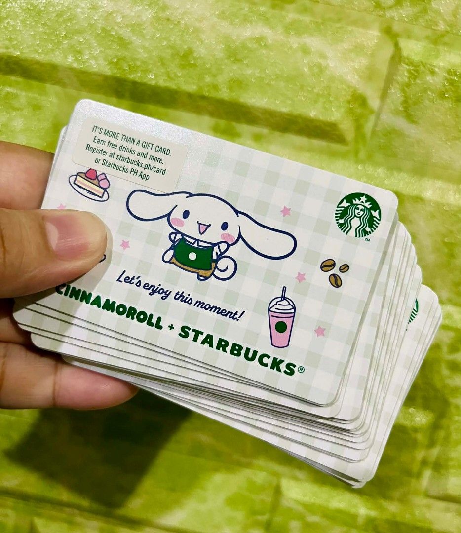 Starbucks PH Cinnamoroll card (Category: Store Credits) located in Manila. Submitted by mj4yfr4ncis (Listing ID 1441221684, Image 1). Description: Starbucks PH Cinnamoroll card Php 200 each (zero load, unregistered, reloadable) Shipping from Tondo Manila Thanks 😁.