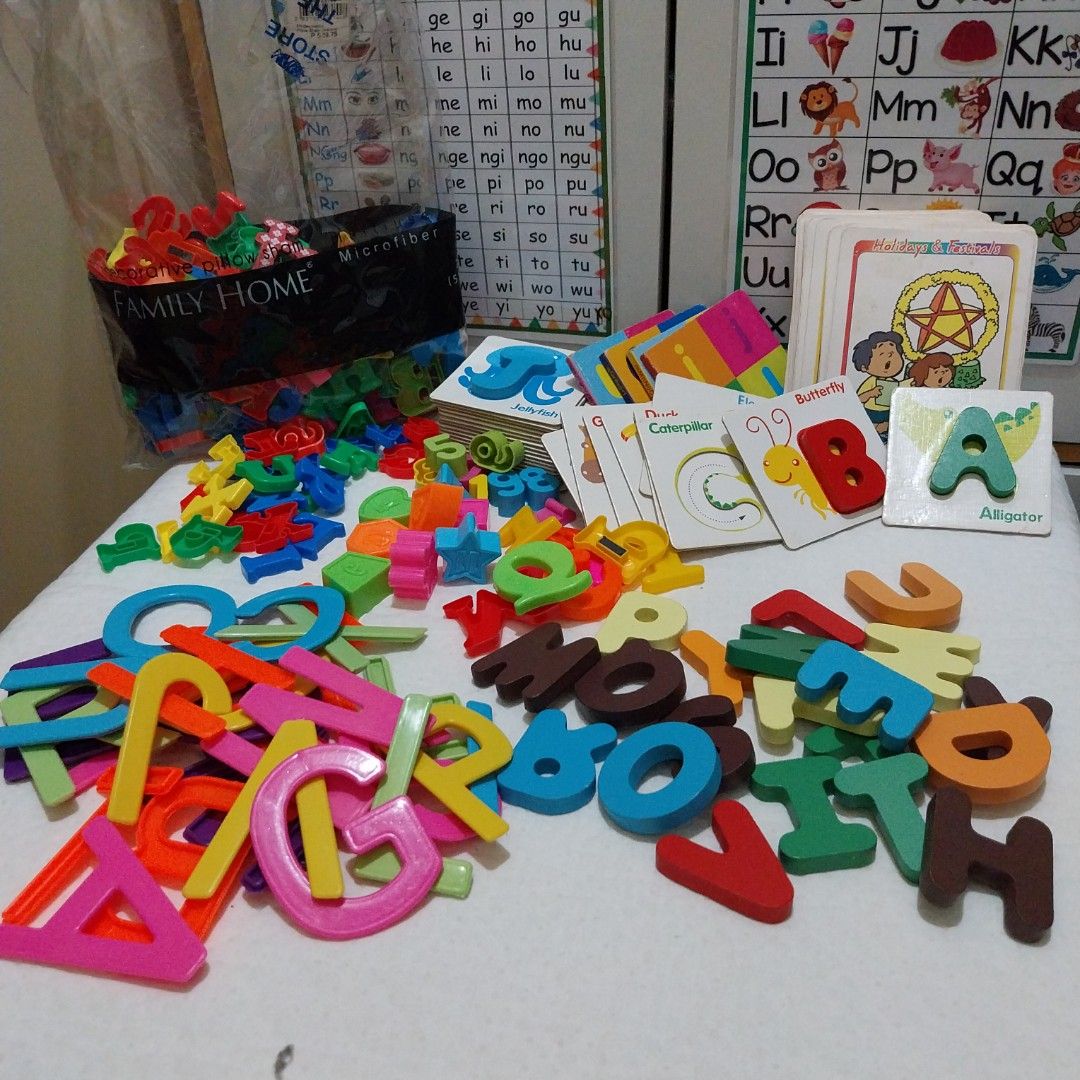 Take all Assorted Alphabet Number Flash Cards Sets (Category: Educational & Learning Toys) located in Caloocan City. Submitted by mariecarlaph (Listing ID 1441722361, Image 1). Description: Wyiswyg. Mixed, various sets of alphanumeric pieces. Magnets mostly removed. Wooden letters with cards, letter C missing..
