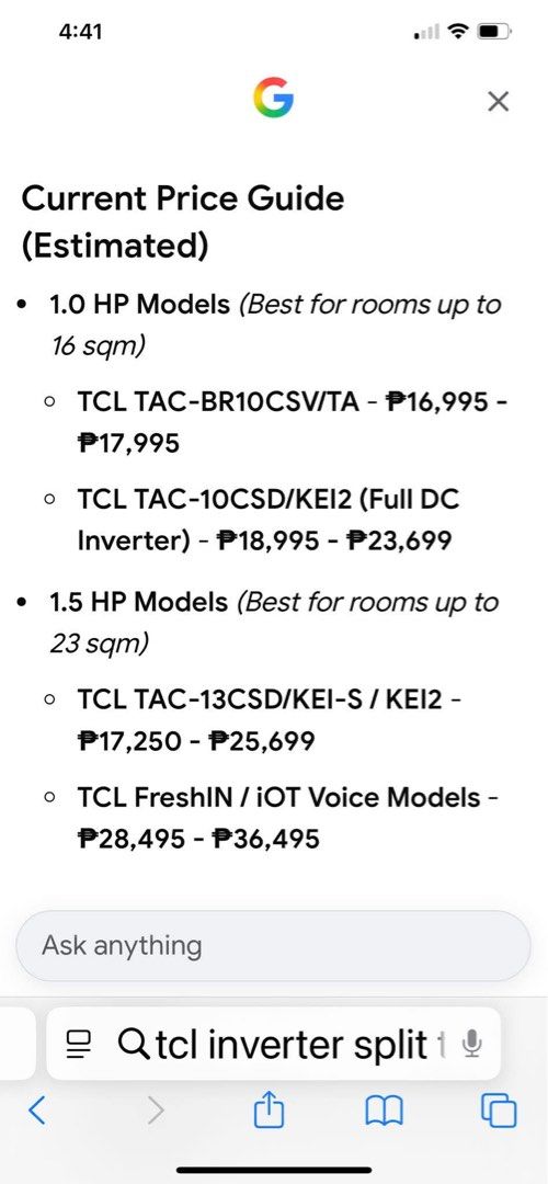 TCL Split Type Inverter Air Conditioner - Brand New Units (Category: Air Conditioning and Heating) located in Quezon City. Submitted by cmartin77 (Listing ID 1441653853, Image 3). Description: TCL SPLIT TYPE AIRCON 1 HP @ 11,999each 1.5 HP @ 12,999each 2 HP @ 14,999 2.5 HP @ 19,999 3 HP @ 27,499 ☑️ Guaranteed Brand New ☑️ 50 to 60% price drop from SRP ☑️ Factory price ❌️ NO Warranty buy at your own risk. NO Box Bawal sa maselan Installation not i