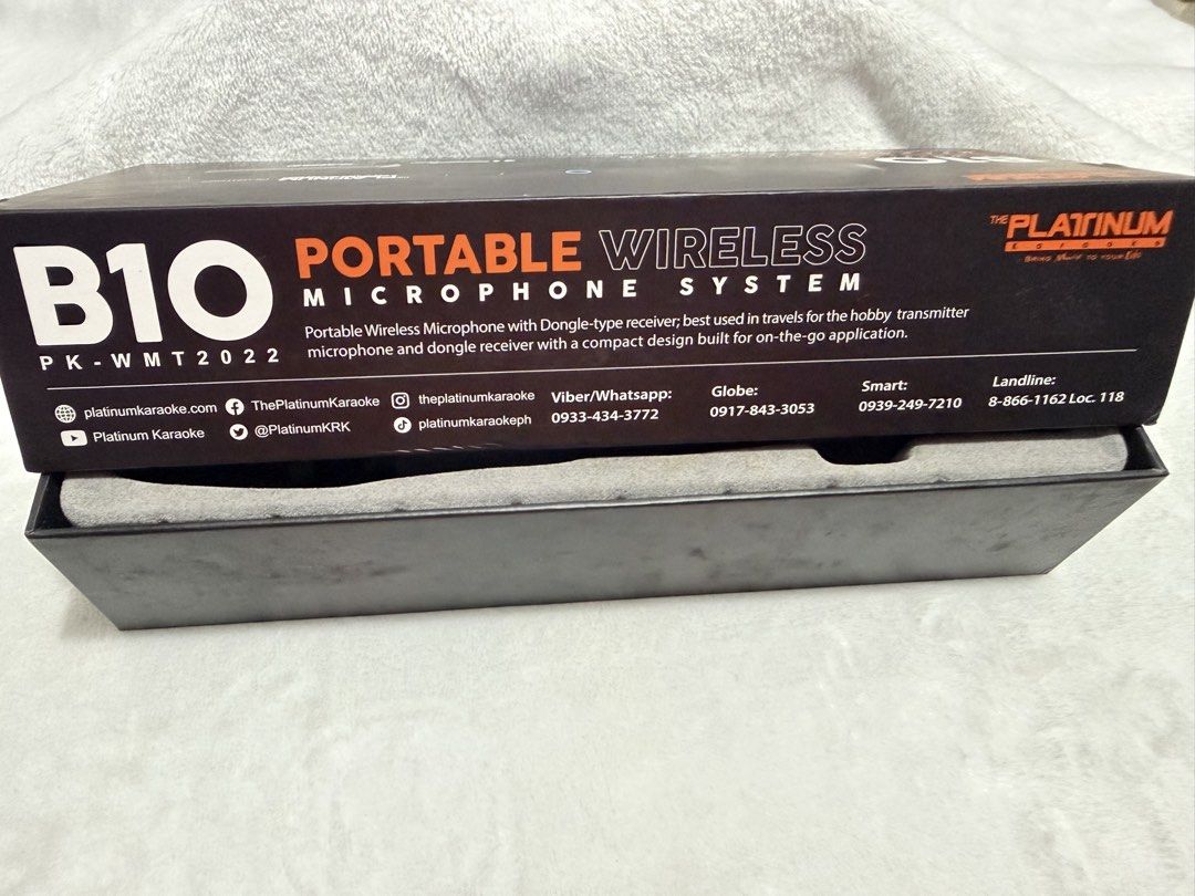 Platinum B10 Portable Wireless Microphone – Like New! (Category: Microphones) located in Makati City. Submitted by ktysnts (Listing ID 1441718757, Image 3). Description: ✨ Excellent condition, barely used ✨ Compact and travel‑friendly design with dongle‑type receiver ✨ Plug‑and‑play setup — no complicated pairing needed ✨ Rechargeable with long battery life (500mAh) ✨ 15‑meter range, frequency modulation, and 90° rotation for flexible use ✨ Ideal