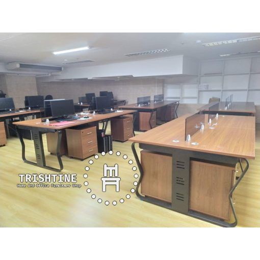 TOFF-017 | 4 seater Built-in Office Workstation (Category: Tables & Sets) located in Caloocan City. Submitted by trishtine_jim9 (Listing ID 1441593122, Image 1). Description: Dimension: W240 x D120 x H75 cm W280 x D120 x H75 cm Material: MDF and steel – With glass panel divider – With grommet – Mobile pedestal included (centralized lock with key) Finish: Oak Gray / Brown DISCLAIMER: Price is for Posting Purposes Only.