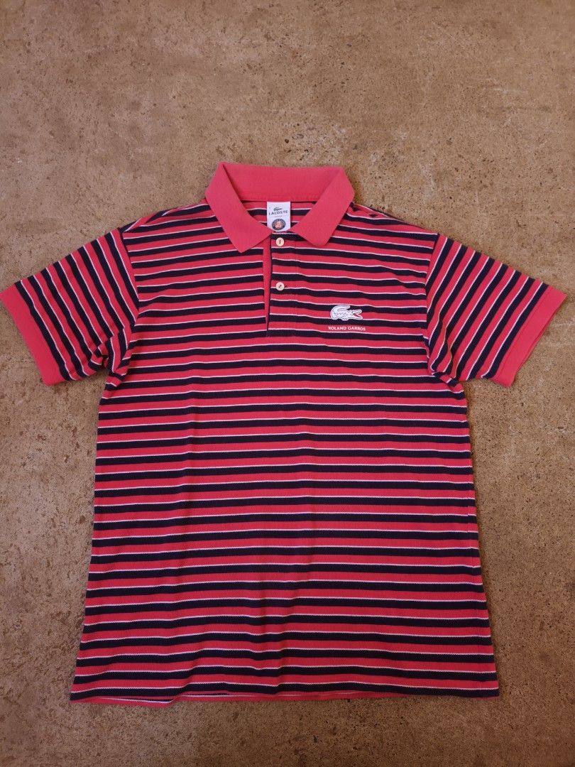 Vintage LACOSTE Roland Garros Striped Polo Shirt Men’s Red Navy Blue | Rare Embroidered Croc Tennis Core Streetwear Premium Luxury Designer Tee | Aesthetic Preppy Old Money Style Short Sleeve Pique Top (Category: Tshirts & Polo Shirts ) located in Malaybalay. Submitted by drip.check8 (Listing ID 1441742769, Image 2). Description: Level up your wardrobe with this authentic, rare vintage Lacoste Roland Garros striped polo shirt, as showcased in the