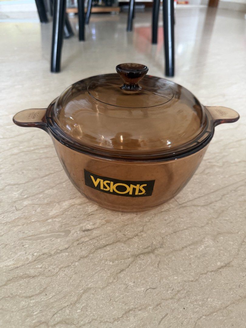 Visions Amber Glass Pot with Lid- 1.5 litre