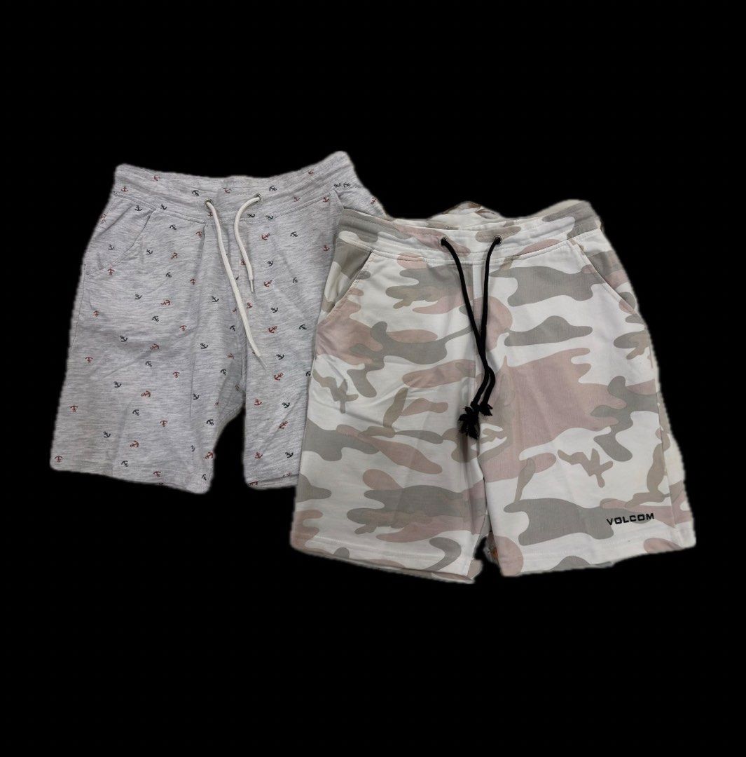 Volcom Shorts - Anchor Print & Camo (Category: Shorts) located in Caloocan City. Submitted by foundagain (Listing ID 1441658842, Image 1). Description: two pairs of shorts included both size M used rfs decluttering payment first before shipping (gcash).